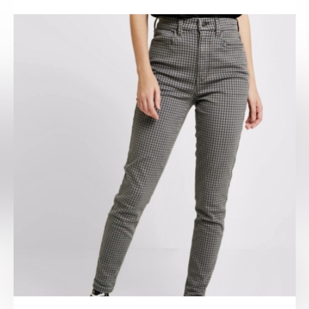 American Eagle Curvy Super Hi-Rise Jegging Houndstooth Gray Black Size 2
